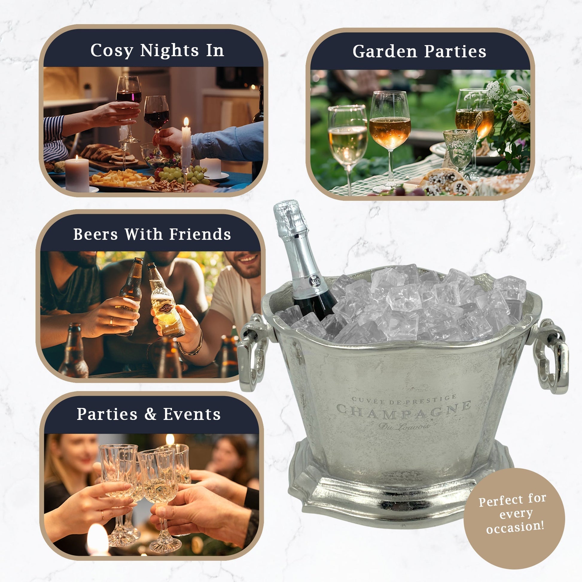 Deluxe 8 Litre Vintage "Cuvée de Prestige Champagne" Bucket, Scalloped - Premium Kitchen from Chabrias Ltd - Just £86.99! Shop now at Chabrias Ltd