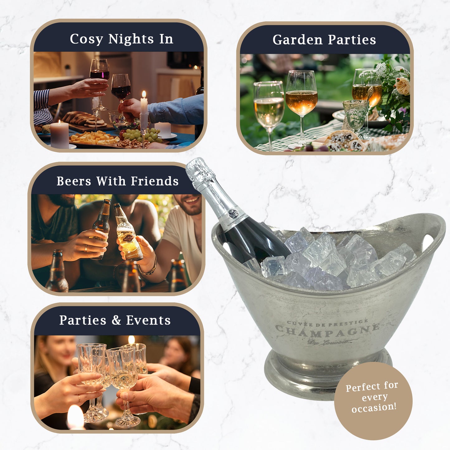 Deluxe Vintage "Cuvée de Prestige Champagne" Elegant Ice Bucket with Integrated Handles - Premium Kitchen from Chabrias Ltd - Just £75.99! Shop now at Chabrias Ltd