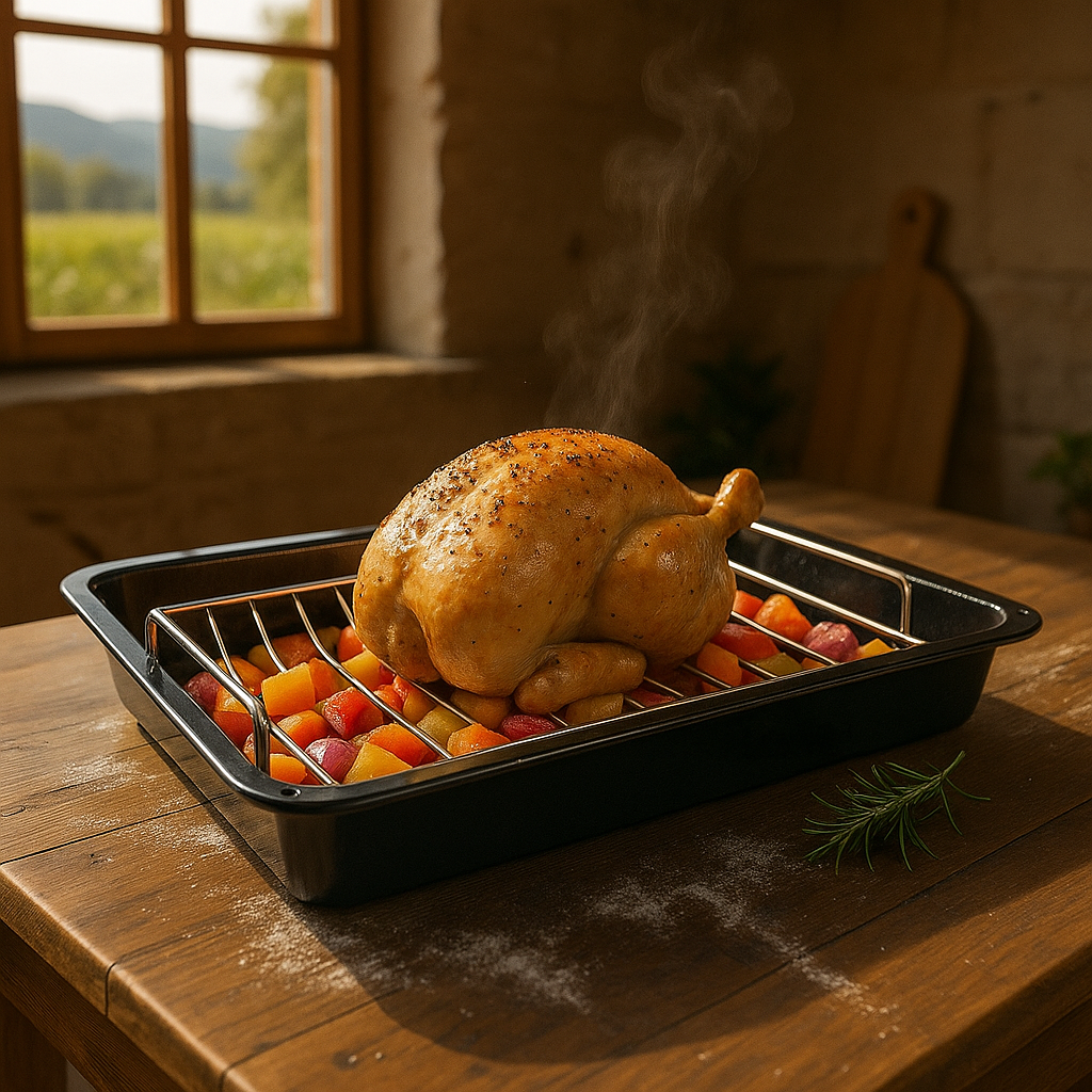 Vitreous Enamel Roasting Tin With Rack, 37cm - Premium Kitchen from Chabrias Ltd - Just £14.99! Shop now at Chabrias Ltd