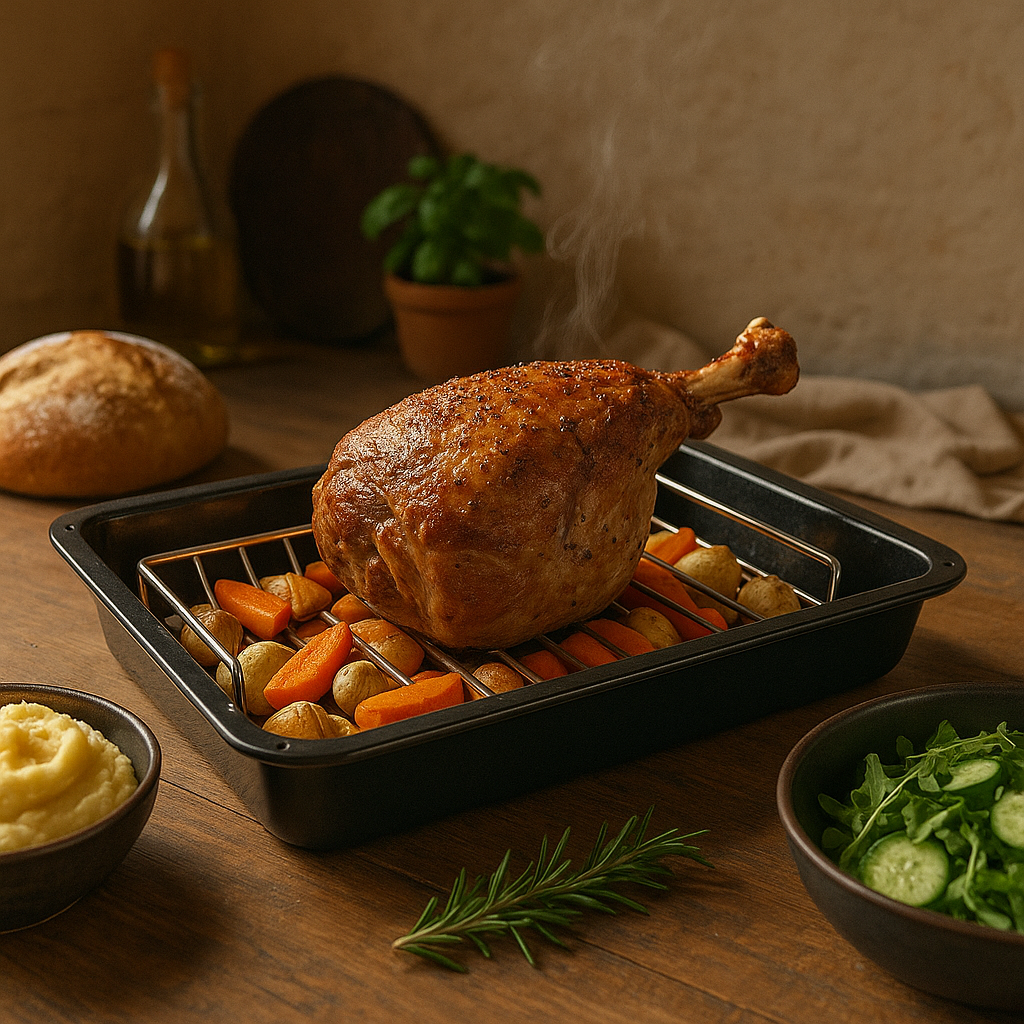 Vitreous Enamel Roasting Tin With Rack, 37cm - Premium Kitchen from Chabrias Ltd - Just £14.99! Shop now at Chabrias Ltd
