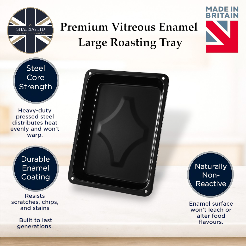 Vitreous Enamel Roasting Tin, 37cm - Premium Kitchen from Chabrias Ltd - Just £12.99! Shop now at Chabrias Ltd