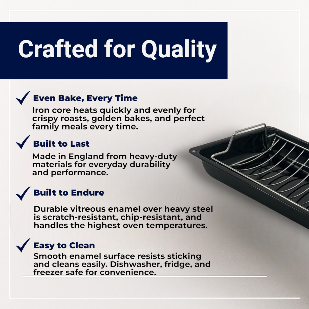 Vitreous Enamel Roasting Tin With Rack, 37cm - Premium Kitchen from Chabrias Ltd - Just £14.99! Shop now at Chabrias Ltd
