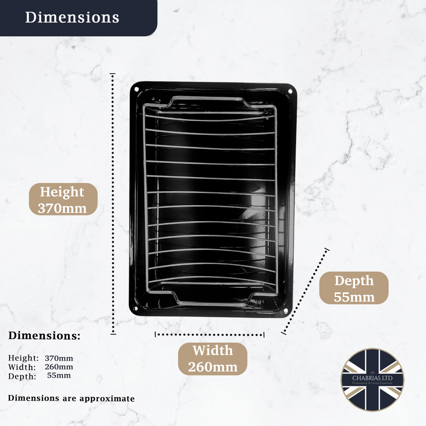 Vitreous Enamel Roasting Tin With Rack, 37cm - Premium Kitchen from Chabrias Ltd - Just £14.99! Shop now at Chabrias Ltd