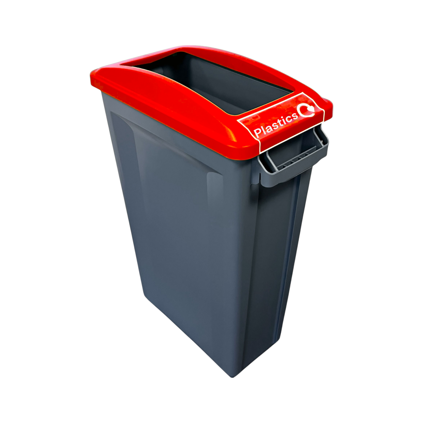 60 Litre Slim Bin, Grey Base & Red Open Lid - Premium Recycling Bin from Chabrias Ltd - Just £74.99! Shop now at Chabrias Ltd