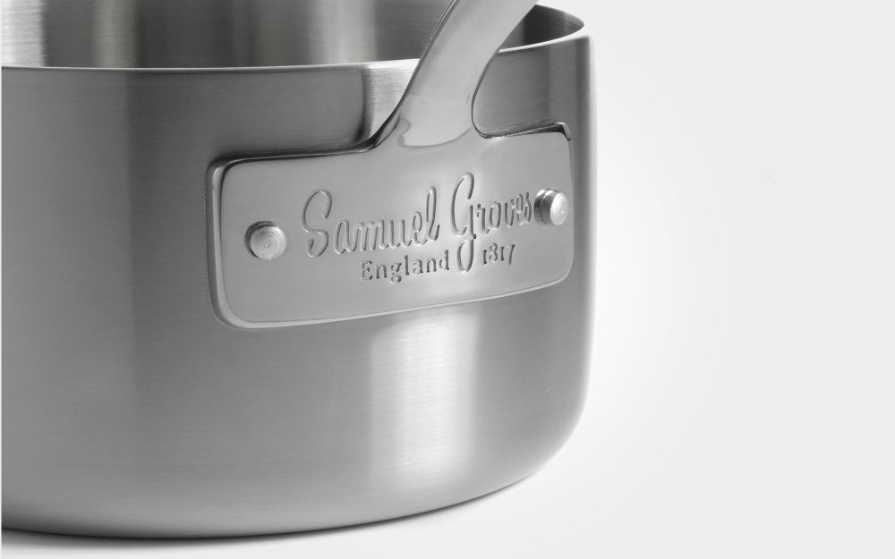 Samuel Groves Professional Grade Tri-Ply Stainless Steel Saucepan with Lid - Crafted in England for Exceptional Cooking Performance - Premium Kitchen from Samuel Groves - Just £93.10! Shop now at Chabrias Ltd