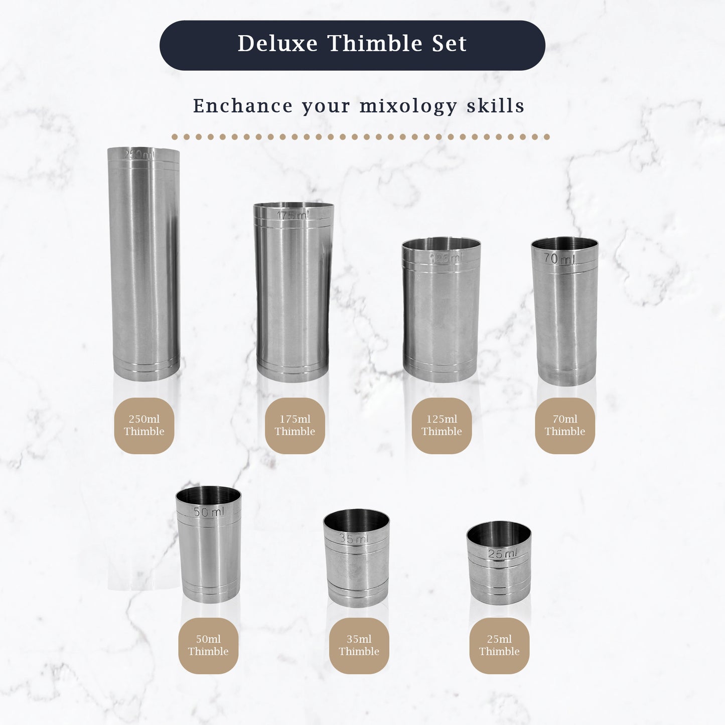 Stainless Steel 7 Piece Thimble Measure Government Stamped - Premium Kitchen from Chabrias Ltd - Just £18.99! Shop now at Chabrias Ltd
