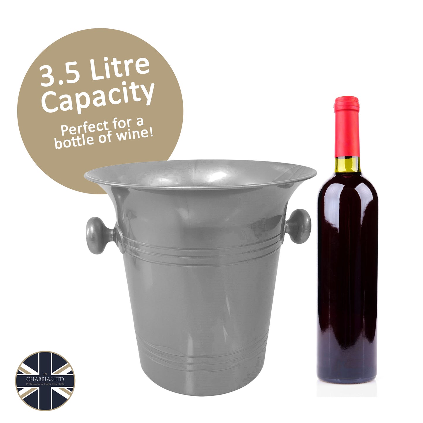 Stylish Silver Plastic Wine & Champagne Cooler, 3.5L - Premium Home from Chabrias Ltd - Just £9.99! Shop now at Chabrias Ltd
