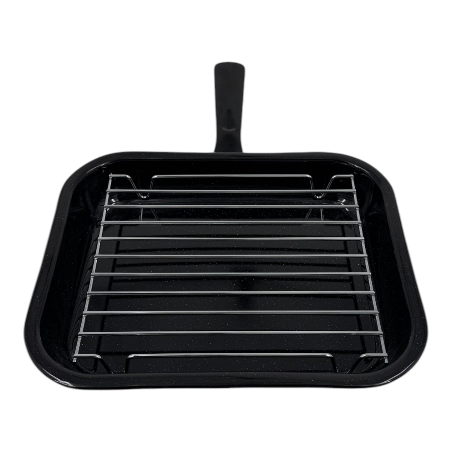 Vitreous Enamel Grill Pan, Handle & Wire Rack, Small (28cm) - Premium Kitchen from Chabrias Ltd - Just £13.99! Shop now at Chabrias Ltd