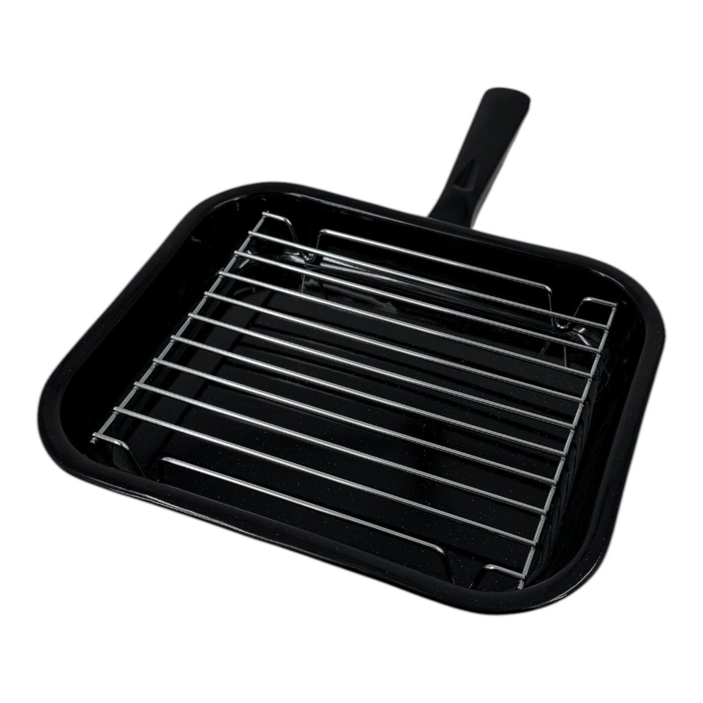 Vitreous Enamel Grill Pan, Handle & Wire Rack, Small (28cm) - Premium Kitchen from Chabrias Ltd - Just £13.99! Shop now at Chabrias Ltd