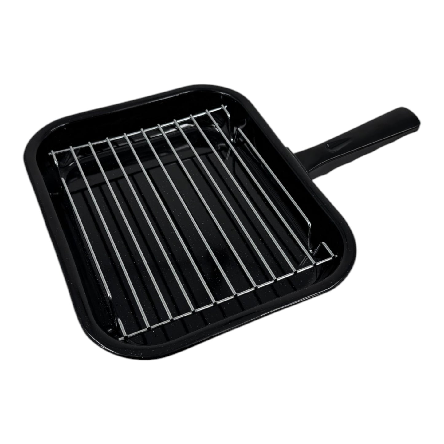 Vitreous Enamel Grill Pan, Handle & Wire Rack, Small (28cm) - Premium Kitchen from Chabrias Ltd - Just £13.99! Shop now at Chabrias Ltd
