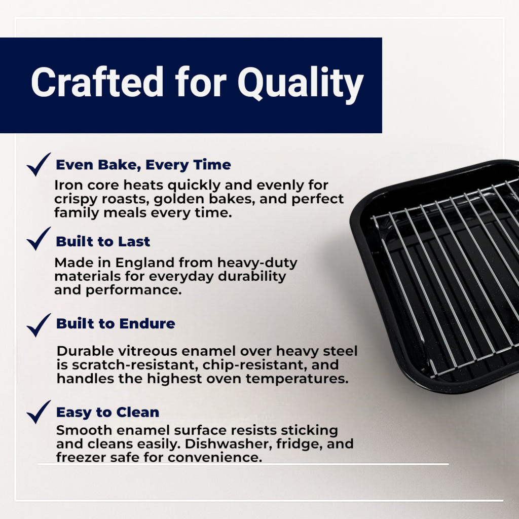 Vitreous Enamel Grill Pan, Handle & Wire Rack, Small (28cm) - Premium Kitchen from Chabrias Ltd - Just £13.99! Shop now at Chabrias Ltd