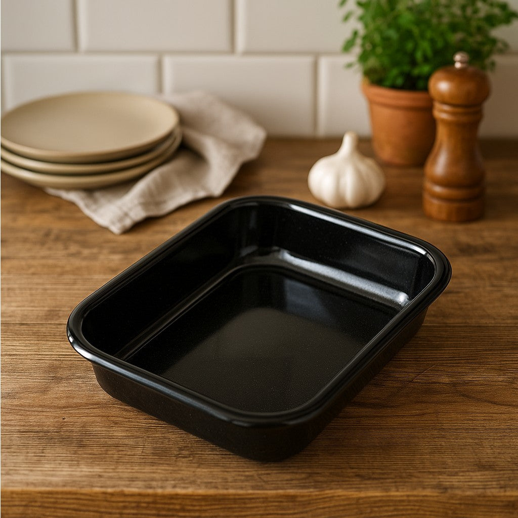 Vitreous Enamel Roasting Tray, Small, 28cm (2 piece) - Premium Home from Chabrias Ltd - Just £16.99! Shop now at Chabrias Ltd