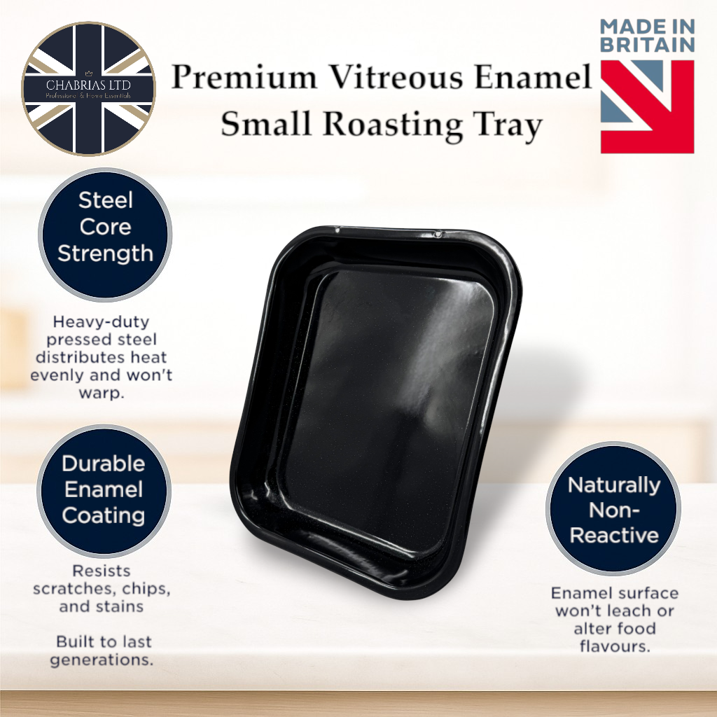 Vitreous Enamel Roasting Tray, Small, 28cm (2 piece) - Premium Home from Chabrias Ltd - Just £16.99! Shop now at Chabrias Ltd