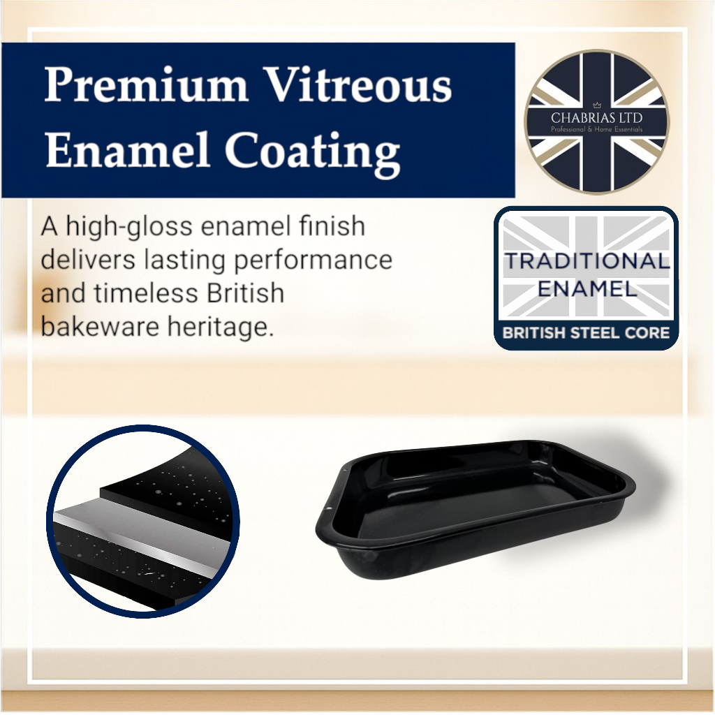 Vitreous Enamel Roasting Tray, Small, 28cm (2 piece) - Premium Home from Chabrias Ltd - Just £16.99! Shop now at Chabrias Ltd