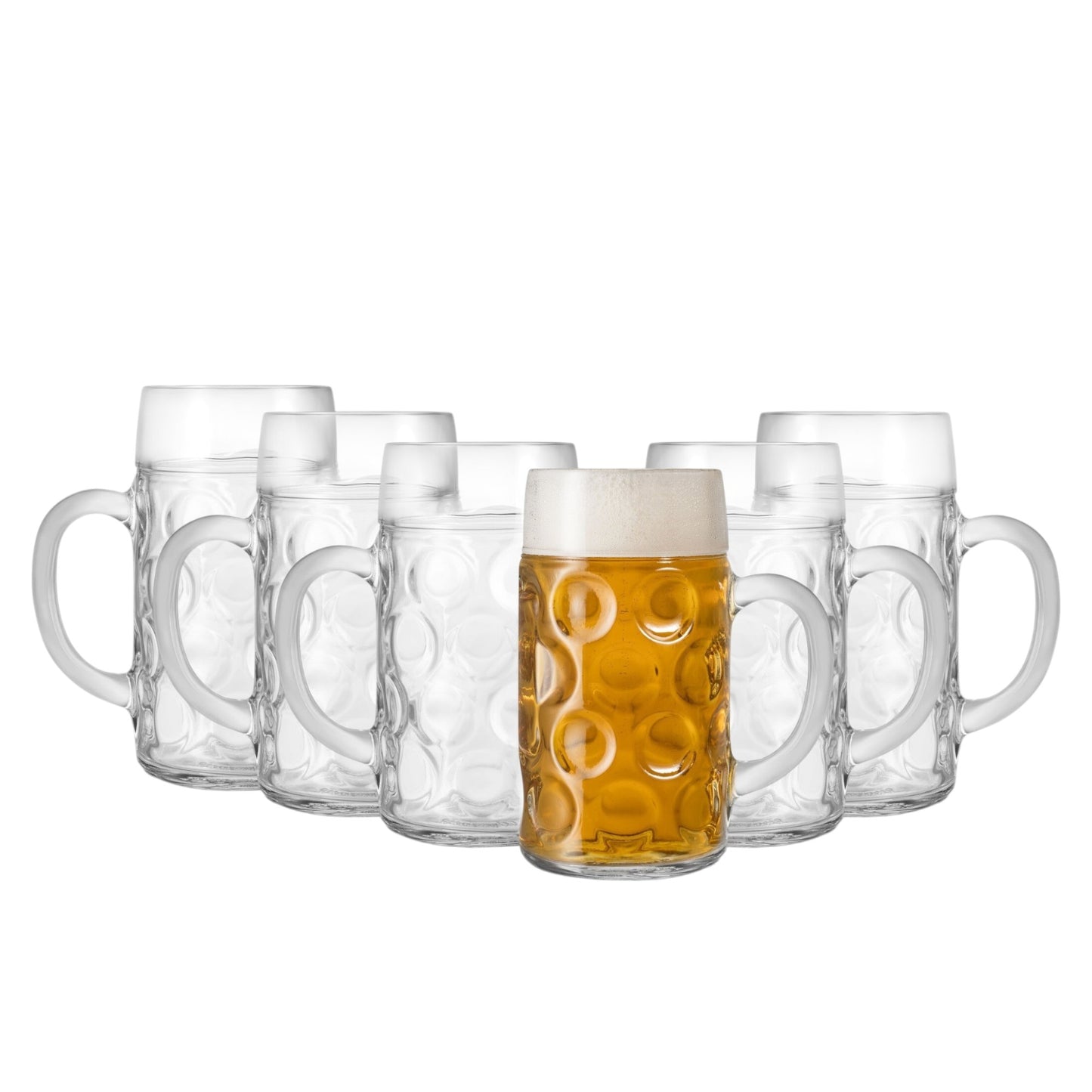 2 Pint German Beer Stein Glass – Set of 6 – Oktoberfest Glass UK - Premium Home from Chabrias Ltd - Just £43.99! Shop now at Chabrias Ltd