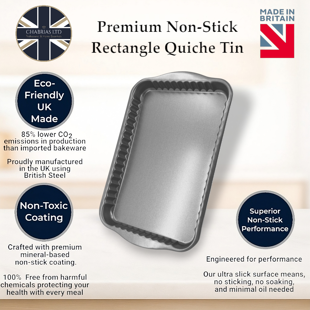 Non-Stick Fluted Rectangle Quiche Tin, 31cm (2 Piece) - Premium Kitchen from Chabrias Ltd - Just £8.99! Shop now at Chabrias Ltd