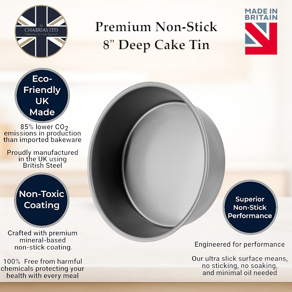 2 x Deep Round Cake Tin (8 Inch) - Premium Kitchen from Chabrias Ltd - Just £10.99! Shop now at Chabrias Ltd
