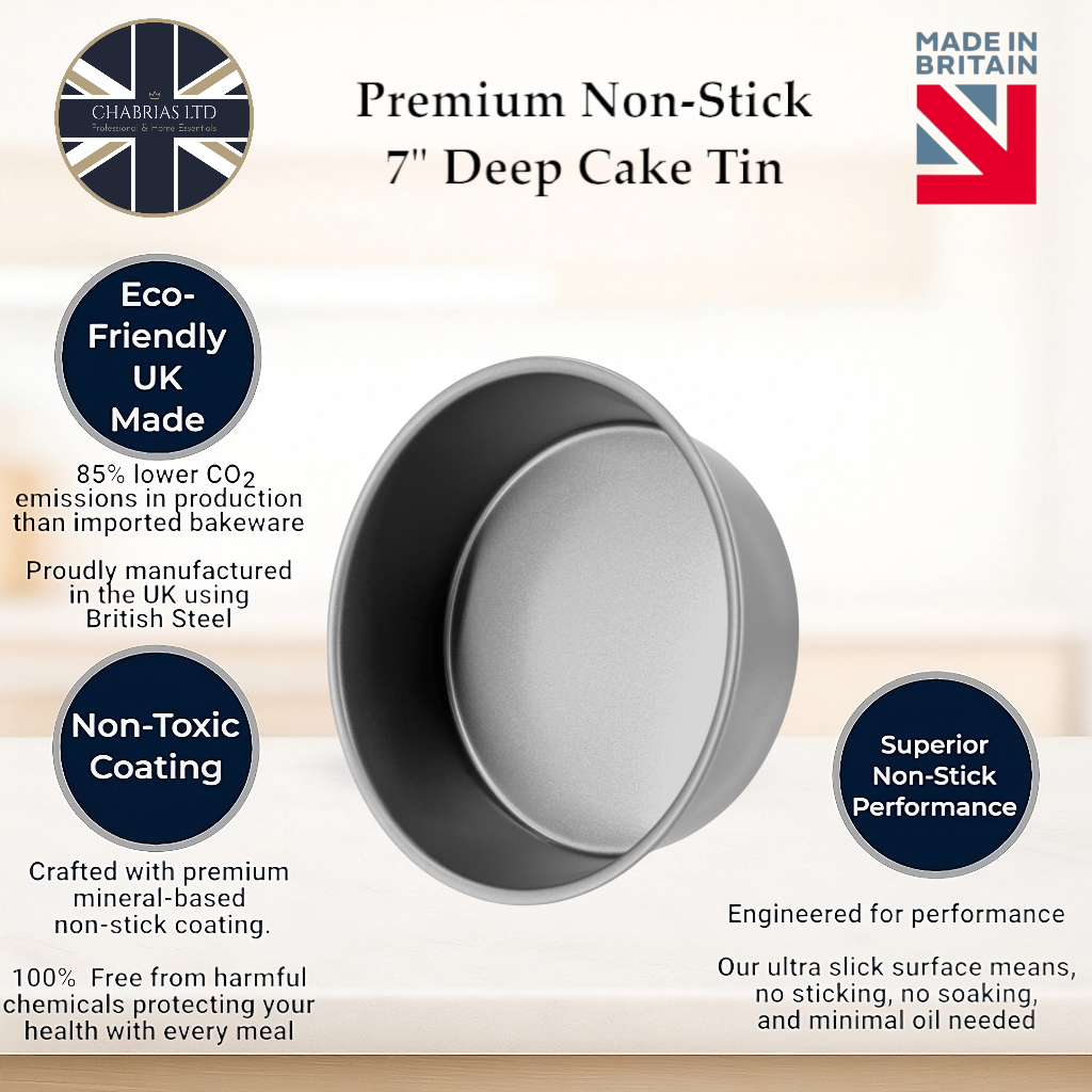 Non-Stick Round Cake Tin, Deep 18cm (2 piece) - Premium Kitchen from Chabrias Ltd - Just £9.99! Shop now at Chabrias Ltd