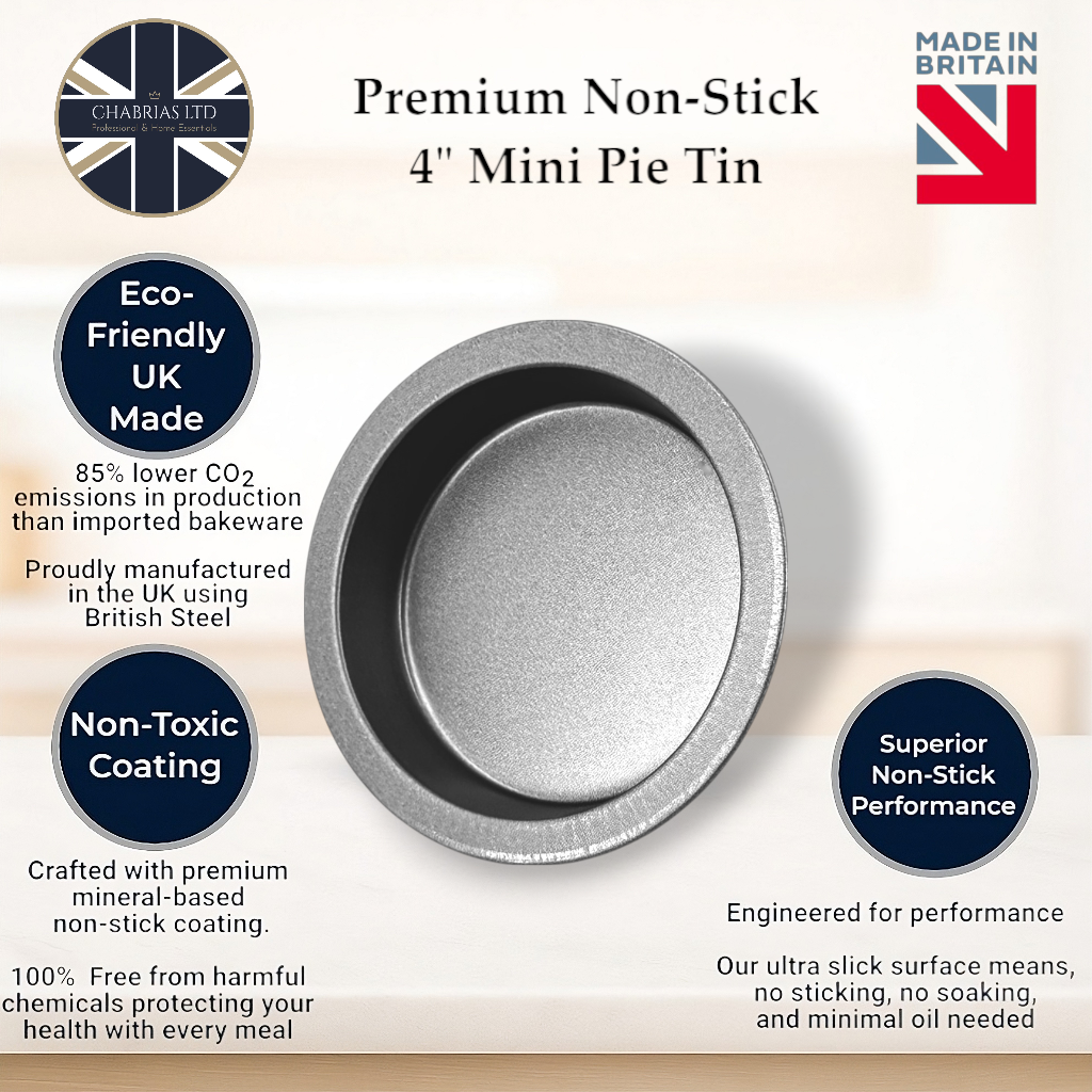 Non-Stick Mini Pie Cake Tins, 4" (4 piece) - Premium Kitchen from Chabrias Ltd - Just £7.99! Shop now at Chabrias Ltd