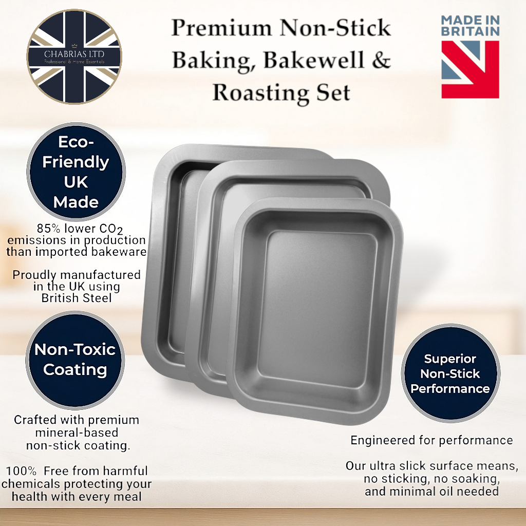 Non-Stick Roasting Baking Traybake Set, 32, 36, 36cm (3 piece) - Premium Home from Chabrias Ltd - Just £19.99! Shop now at Chabrias Ltd