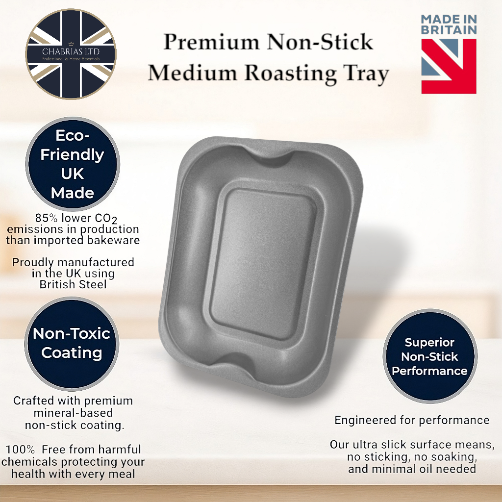 Non-Stick Roasting Baking Tray Medium, 33cm - Premium Kitchen from Chabrias Ltd - Just £10.99! Shop now at Chabrias Ltd