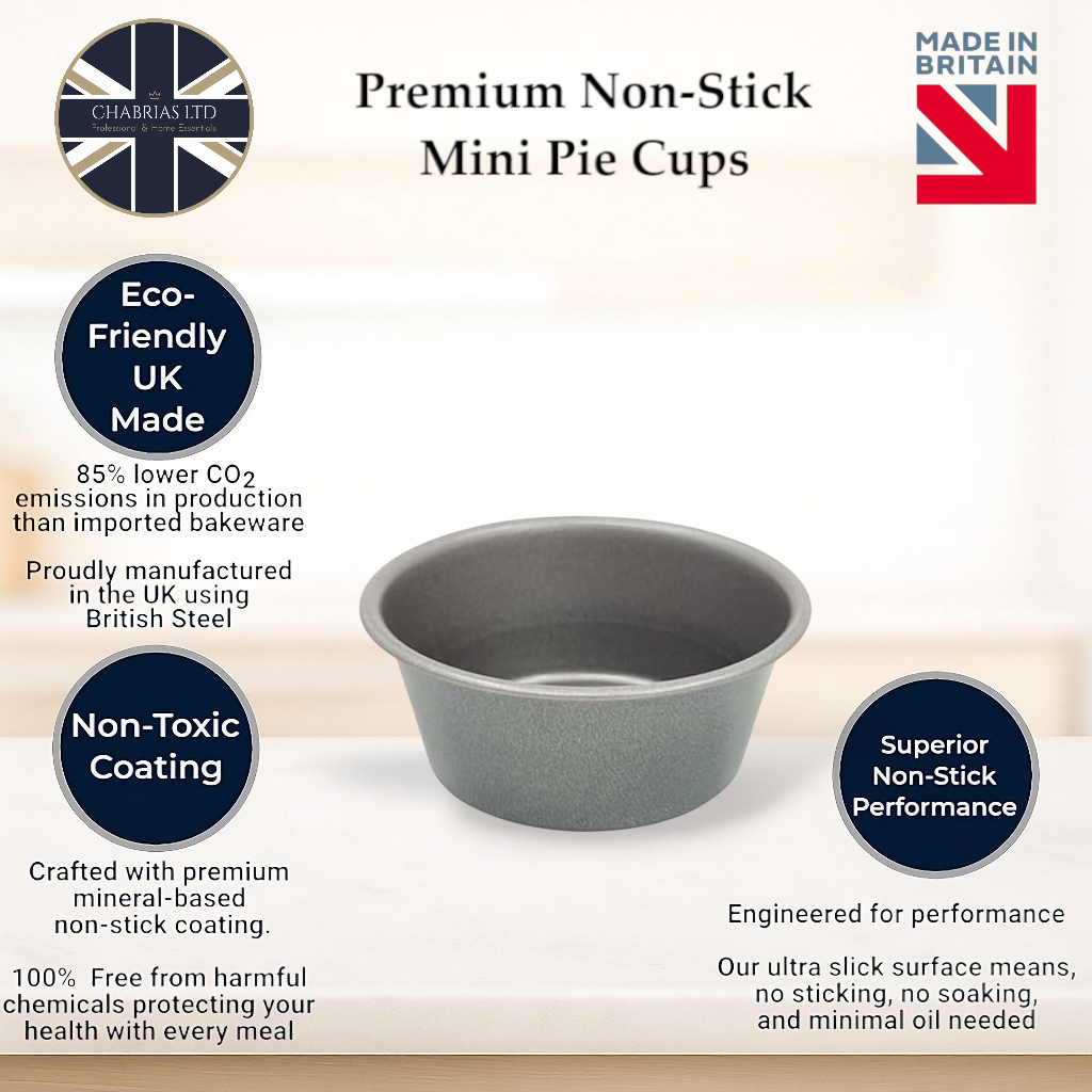 Non-Stick Mini Pie Cups, 3 inches (6 piece) - Premium Kitchen from Chabrias Ltd - Just £9.99! Shop now at Chabrias Ltd