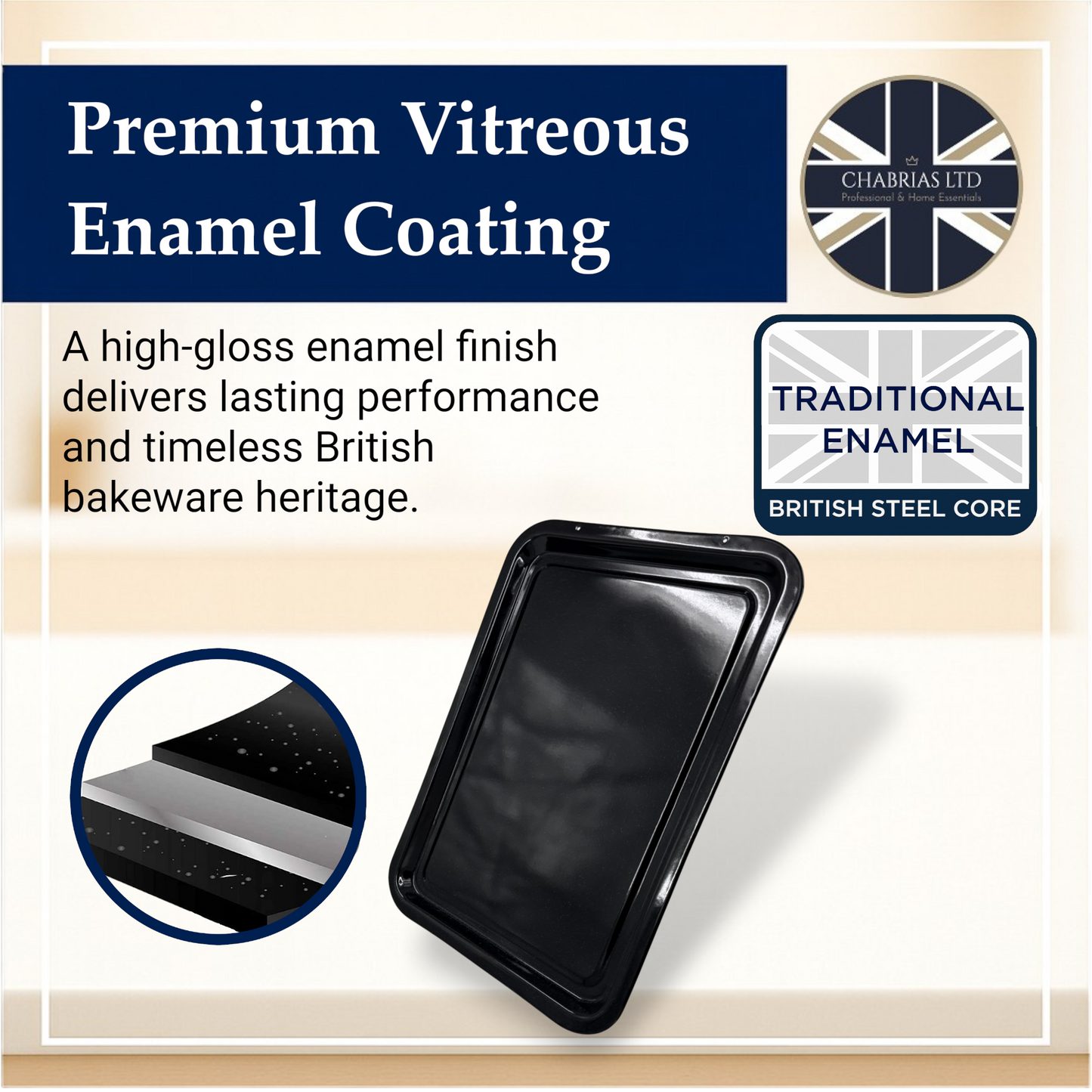 43cm Vitreous Enamel Baking Tray – Extra Large – Great British Bakeware - Premium Home from Chabrias Ltd - Just £11.99! Shop now at Chabrias Ltd