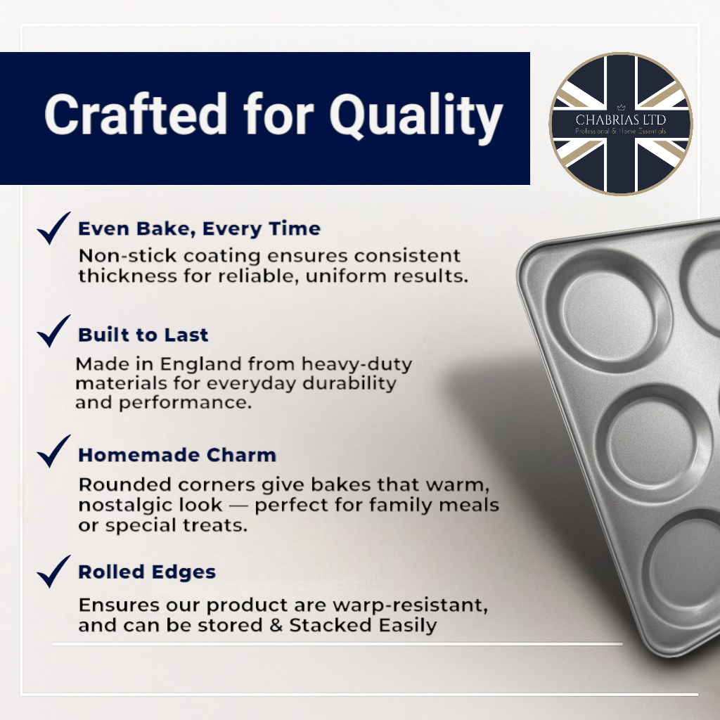 Non-Stick Yorkshire Pudding Oven Tray, Large 6 Cup - Premium Kitchen from Chabrias Ltd - Just £9.99! Shop now at Chabrias Ltd