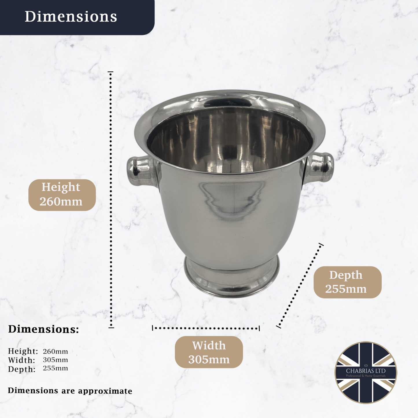 Stainless Steel Champagne & Wine Bucket, with Handles 7 Litre - Premium Kitchen from Chabrias Ltd - Just £18.99! Shop now at Chabrias Ltd