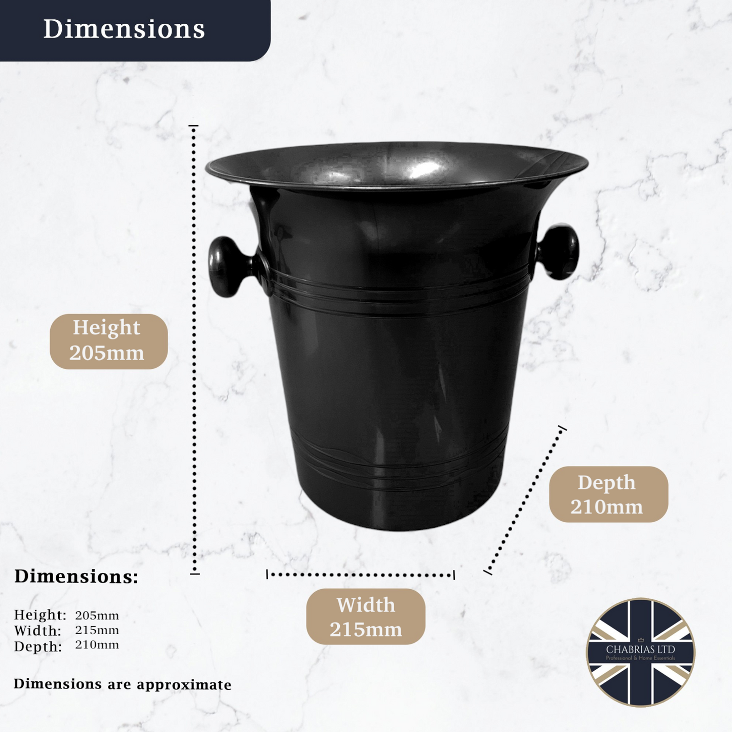 Stylish Black Plastic Wine & Champagne Cooler, 3.5L - Premium Home from Chabrias Ltd - Just £9.99! Shop now at Chabrias Ltd