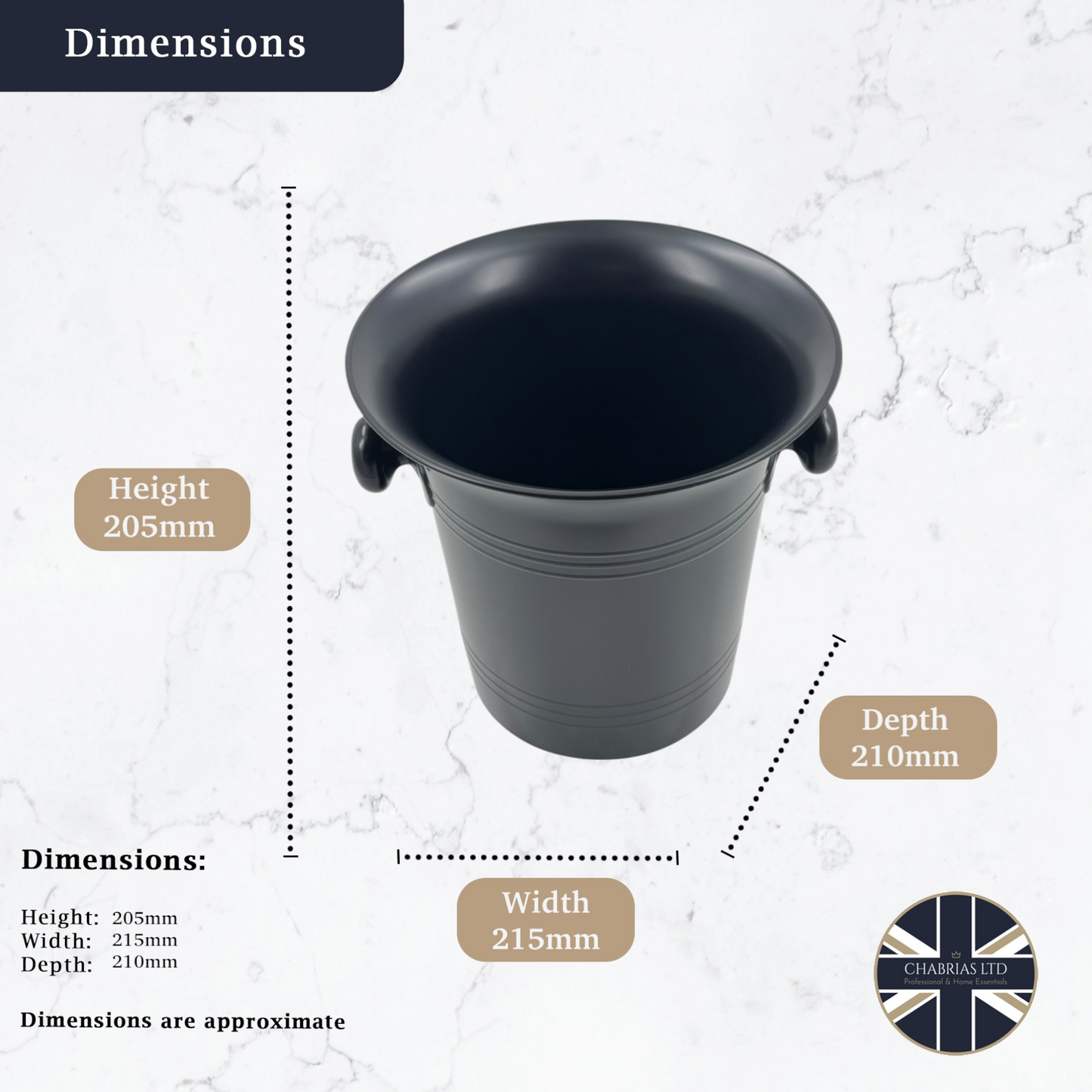Stylish Matte Black Plastic Wine & Champagne Cooler, 3.5L - Premium Home from Chabrias Ltd - Just £9.99! Shop now at Chabrias Ltd