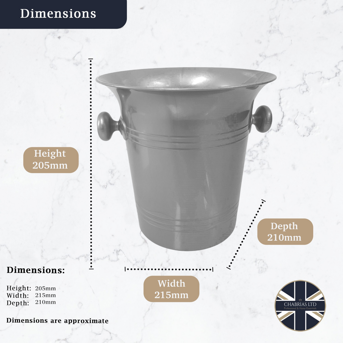 Stylish Silver Plastic Wine & Champagne Cooler, 3.5L - Premium Home from Chabrias Ltd - Just £9.99! Shop now at Chabrias Ltd