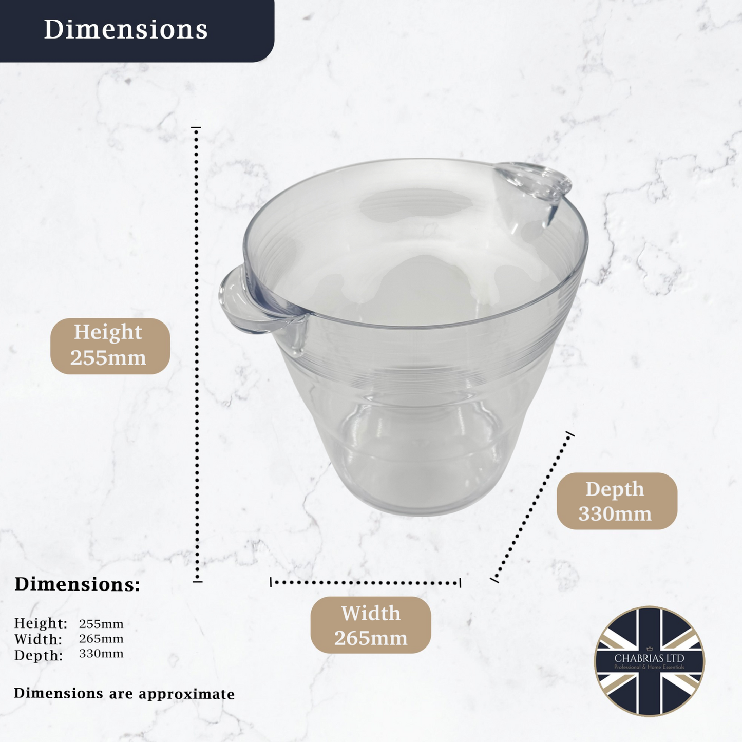 Elegant Clear Acrylic Double Wine & Champagne Cooler, 9L - Premium Ice Bucket from Chabrias Ltd - Just £11.99! Shop now at Chabrias Ltd
