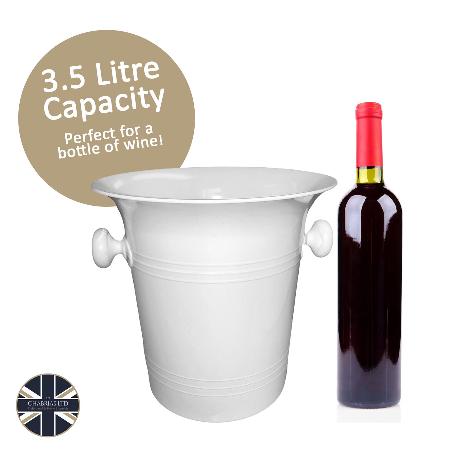Stylish White Plastic Wine & Champagne Cooler, 3.5L - Premium Home from Chabrias Ltd - Just £9.99! Shop now at Chabrias Ltd