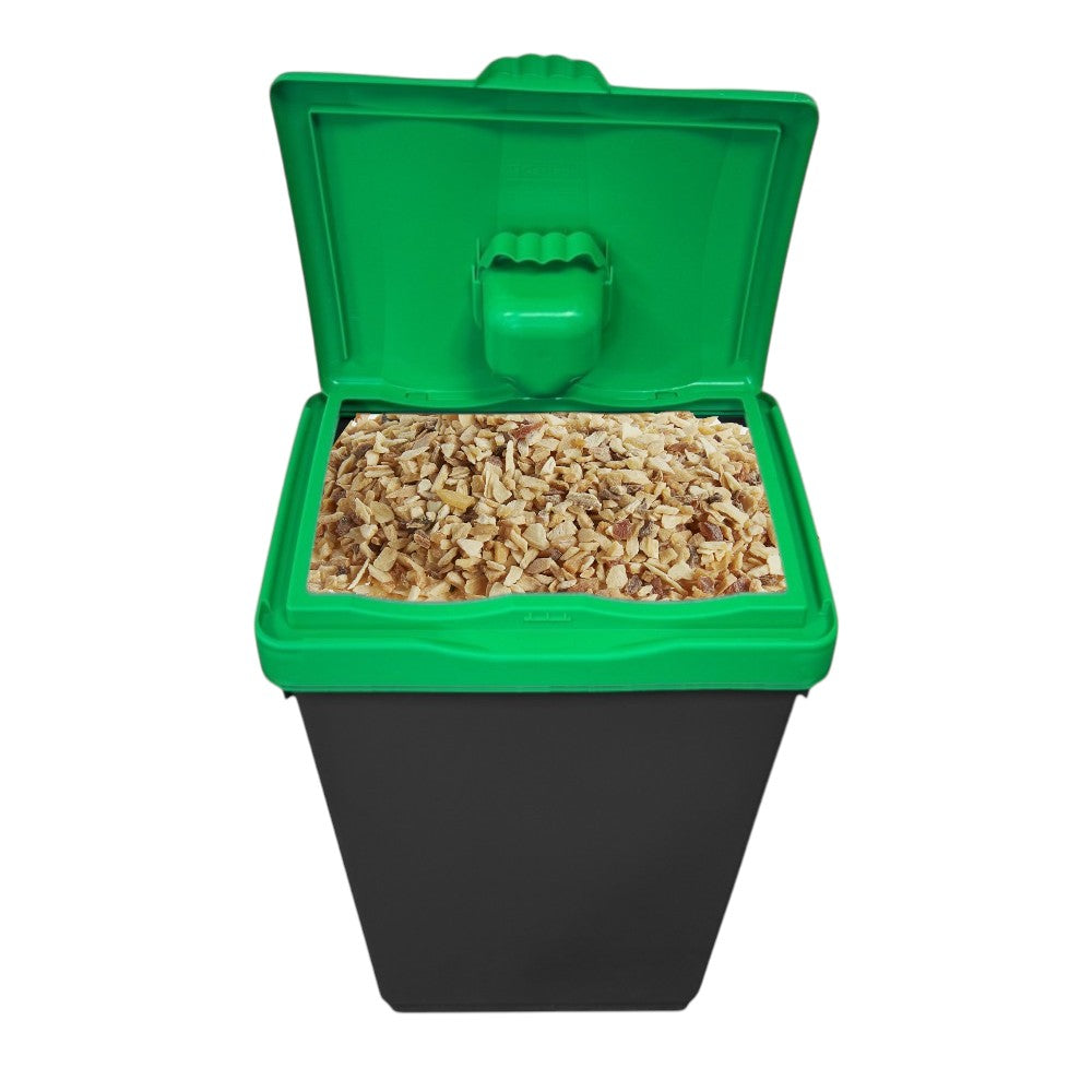 50 Litre Recycling Bin with Green Swing Lid & Food Waste Sticker Included - Premium Bins from Chabrias Ltd - Just £34.99! Shop now at Chabrias Ltd