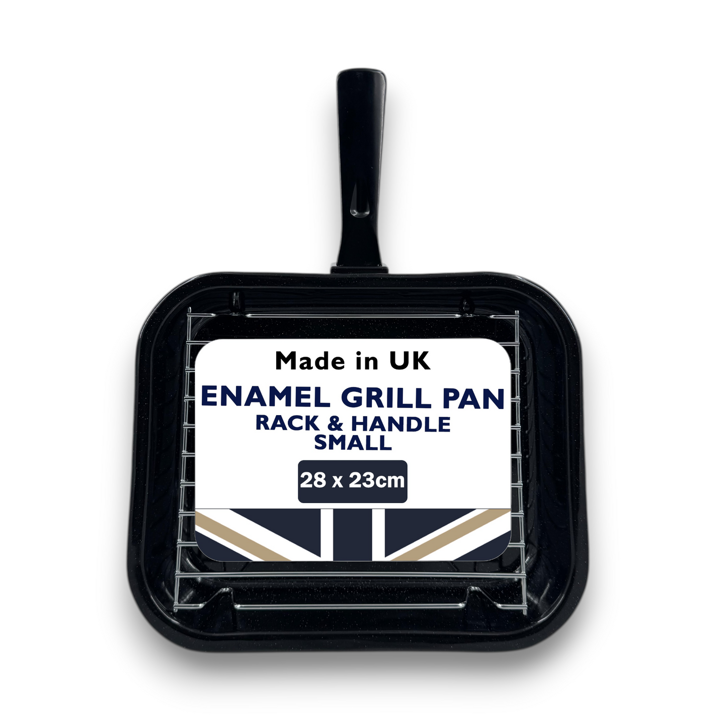 Vitreous Enamel Grill Pan, Handle & Wire Rack, Small (28cm) - Premium Kitchen from Chabrias Ltd - Just £13.99! Shop now at Chabrias Ltd