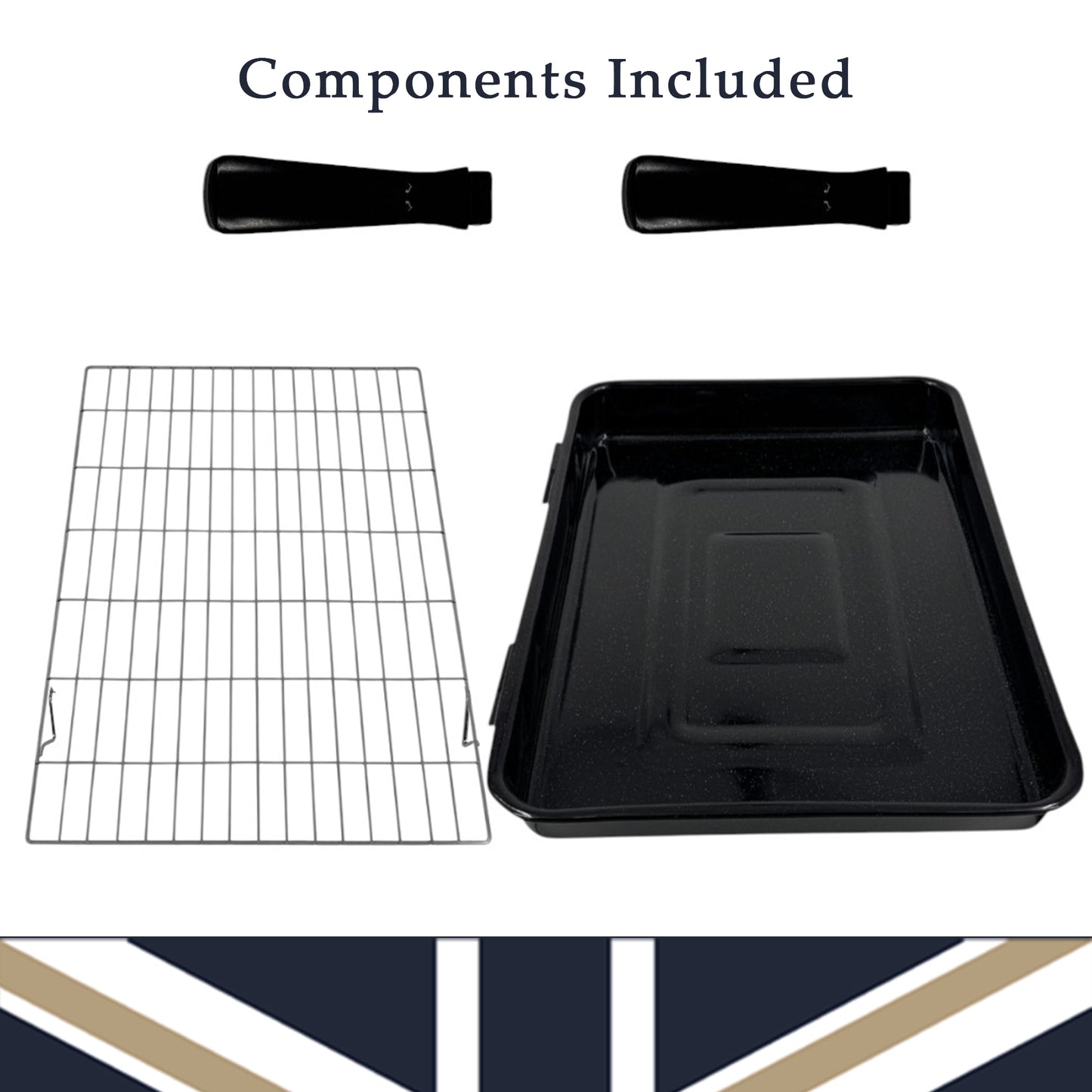 Vitreous Enamel Grill Pan, Handle & Wire Rack, Extra Large (42cm) - Premium Kitchen from Chabrias Ltd - Just £22.99! Shop now at Chabrias Ltd