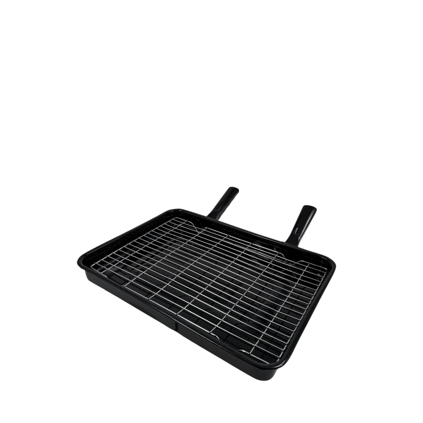 Vitreous Enamel Grill Pan, Handle & Wire Rack, Extra Large (42cm) - Premium Kitchen from Chabrias Ltd - Just £22.99! Shop now at Chabrias Ltd