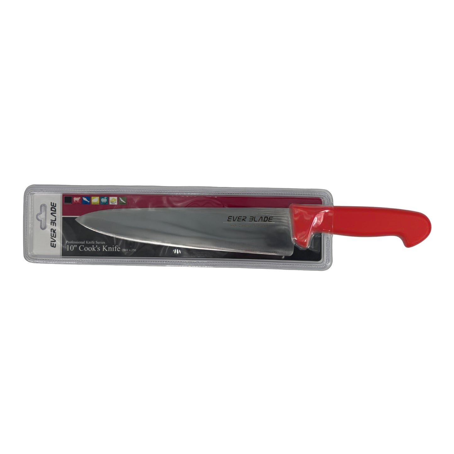 ever blade chef knife 250mm red handle packaging landscape view