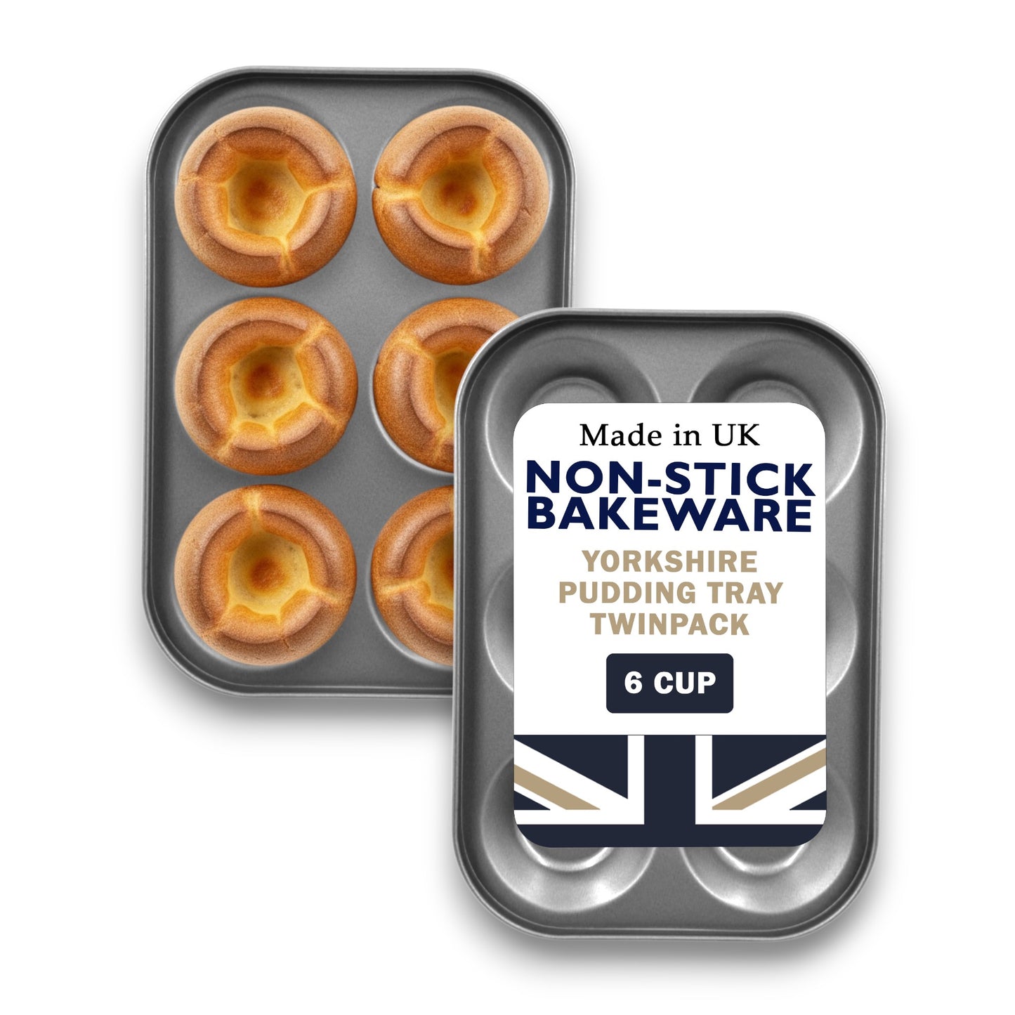 Non-Stick Yorkshire Pudding Bun Oven Tray – Small 6 Cup (2 Piece Set) - Premium Kitchen from Chabrias Ltd - Just £12.99! Shop now at Chabrias Ltd
