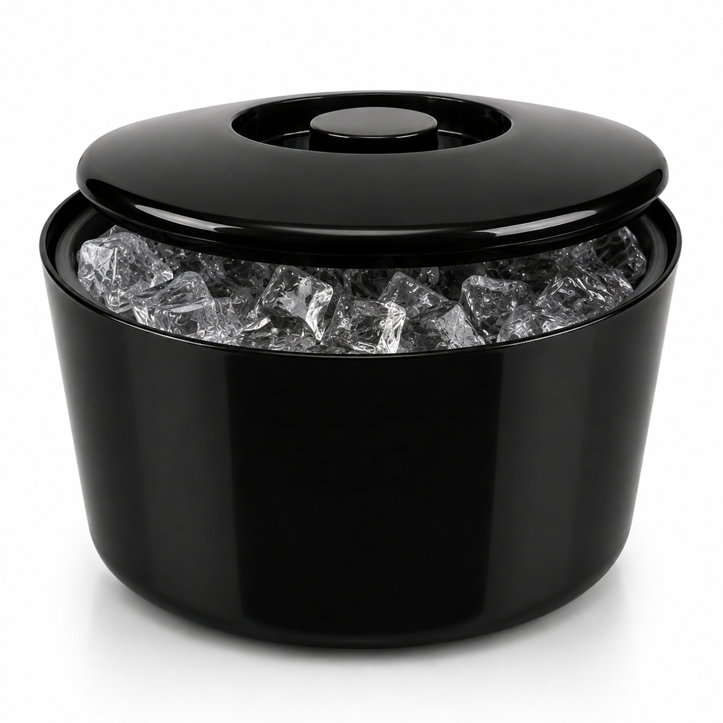 Black 10 Litre Ice Bucket with Lid & Removable Draining Liner – Large Plastic Ice Bucket – UK Made
