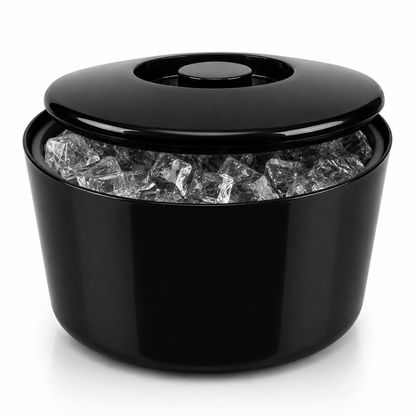 Black 10 Litre Ice Bucket with Lid & Removable Draining Liner – Large Plastic Ice Bucket – UK Made