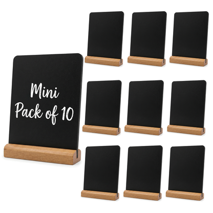 10 pack mini chalkboard table signs with wooden stands for weddings and buffets