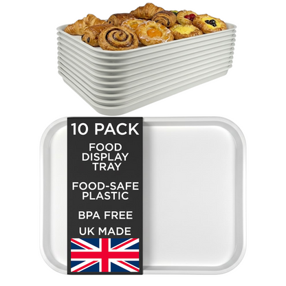 White BPA-free plastic food display tray 36×27 cm – Chabrias Ltd
