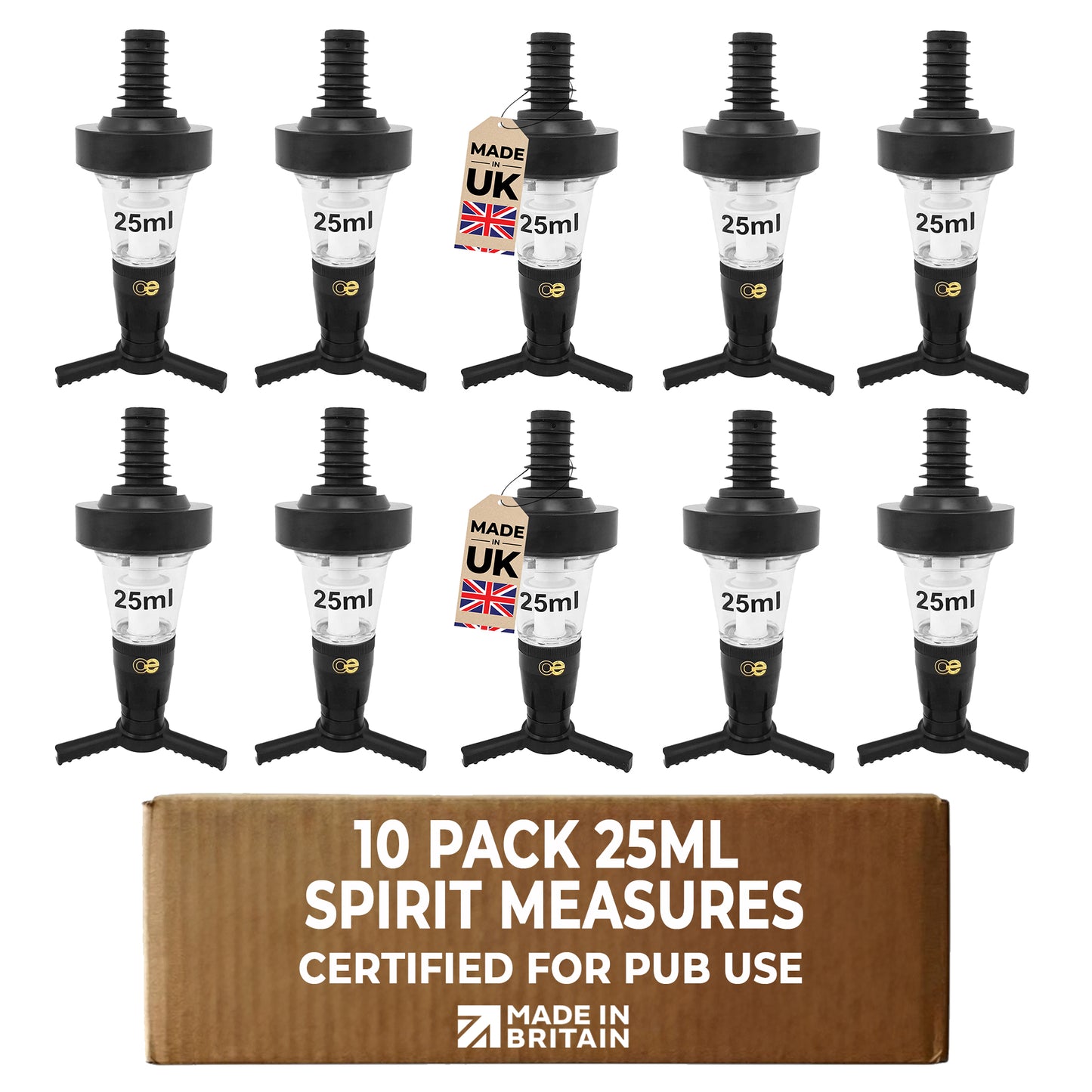 Professional Bar Optic Measures Pack of 10 Spirit Dispensers