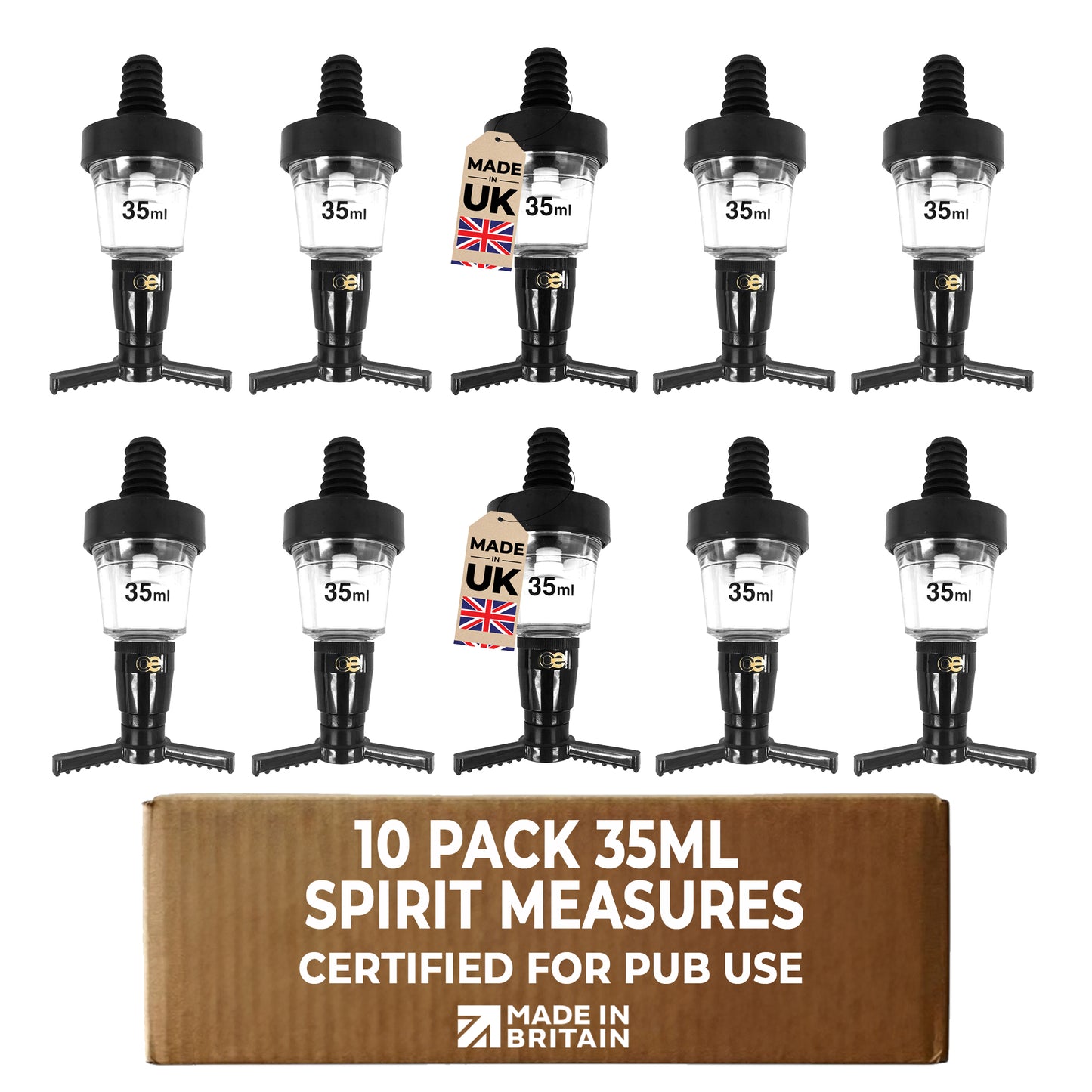 Professional Bar Optic Measures Pack of 10 Spirit Dispensers