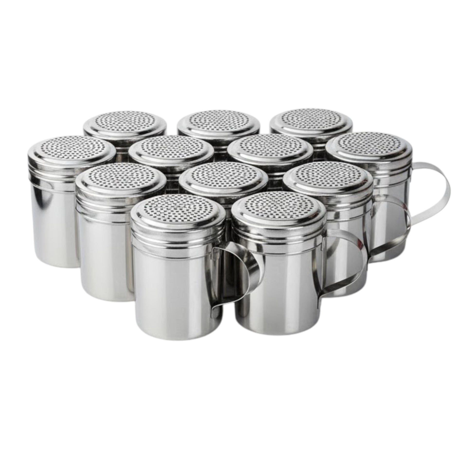 10oz Stainless Steel Flour & Sugar Dredger with Handle and Perforated Lid (12 Pack) - Premium Kitchen from Chabrias Ltd - Just £29.99! Shop now at Chabrias Ltd