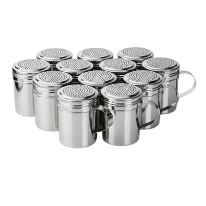 10oz Stainless Steel Flour & Sugar Dredger with Handle and Perforated Lid (12 Pack) - Premium Kitchen from Chabrias Ltd - Just £29.99! Shop now at Chabrias Ltd