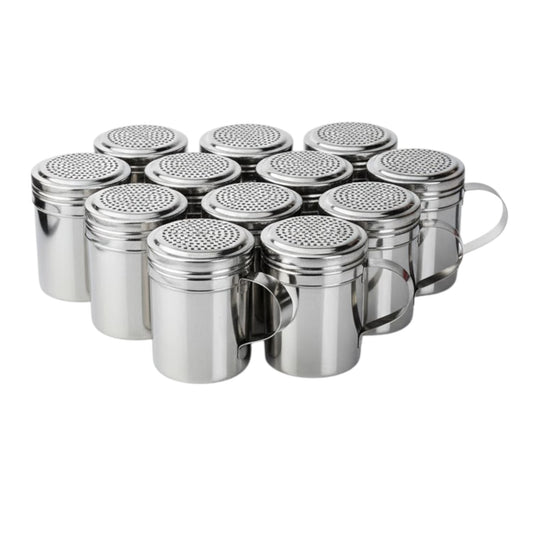 10oz Stainless Steel Flour & Sugar Dredger with Handle and Perforated Lid (12 Pack) - Premium Kitchen from Chabrias Ltd - Just £29.99! Shop now at Chabrias Ltd