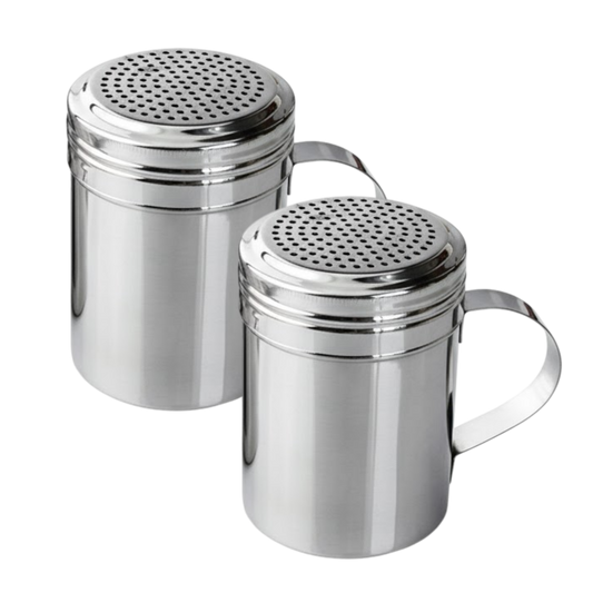 10oz Stainless Steel Flour & Sugar Dredger with Handle and Perforated Lid (2 Pack) - Premium Kitchen from Chabrias Ltd - Just £10.99! Shop now at Chabrias Ltd